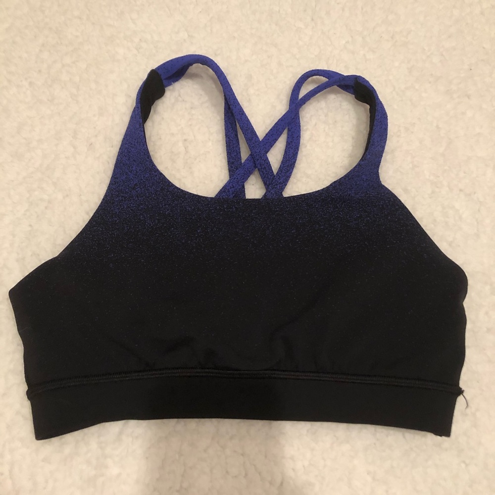 black and blue lululemon sports bra